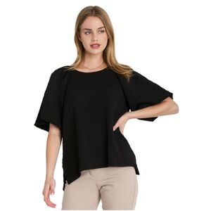 Umgee Black Boxy Fit Balloon Sleeve Blouse Size S